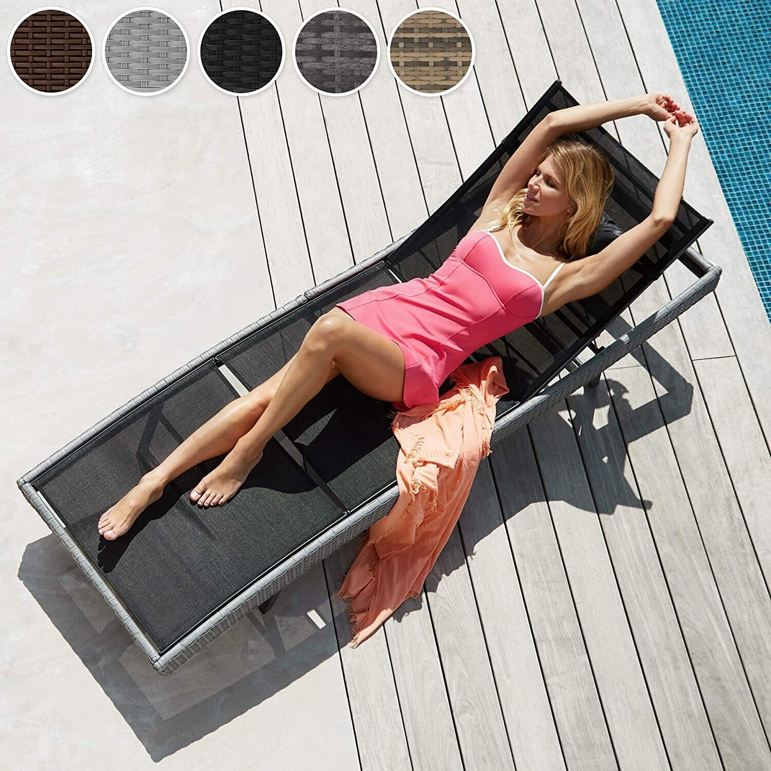 Polyrattan Sun Lounger Garden Lounger