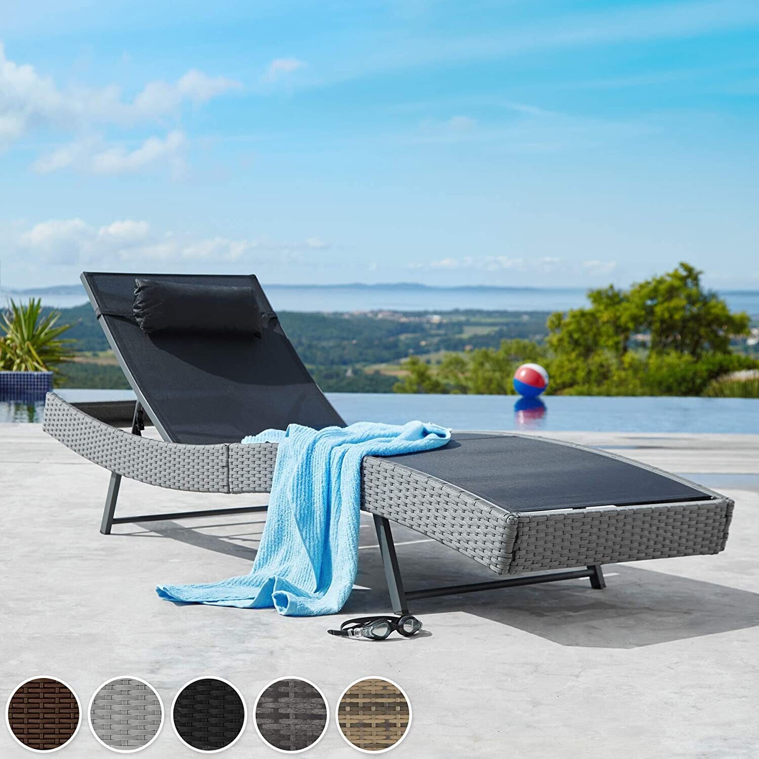 Polyrattan Sun Lounger Garden Lounger