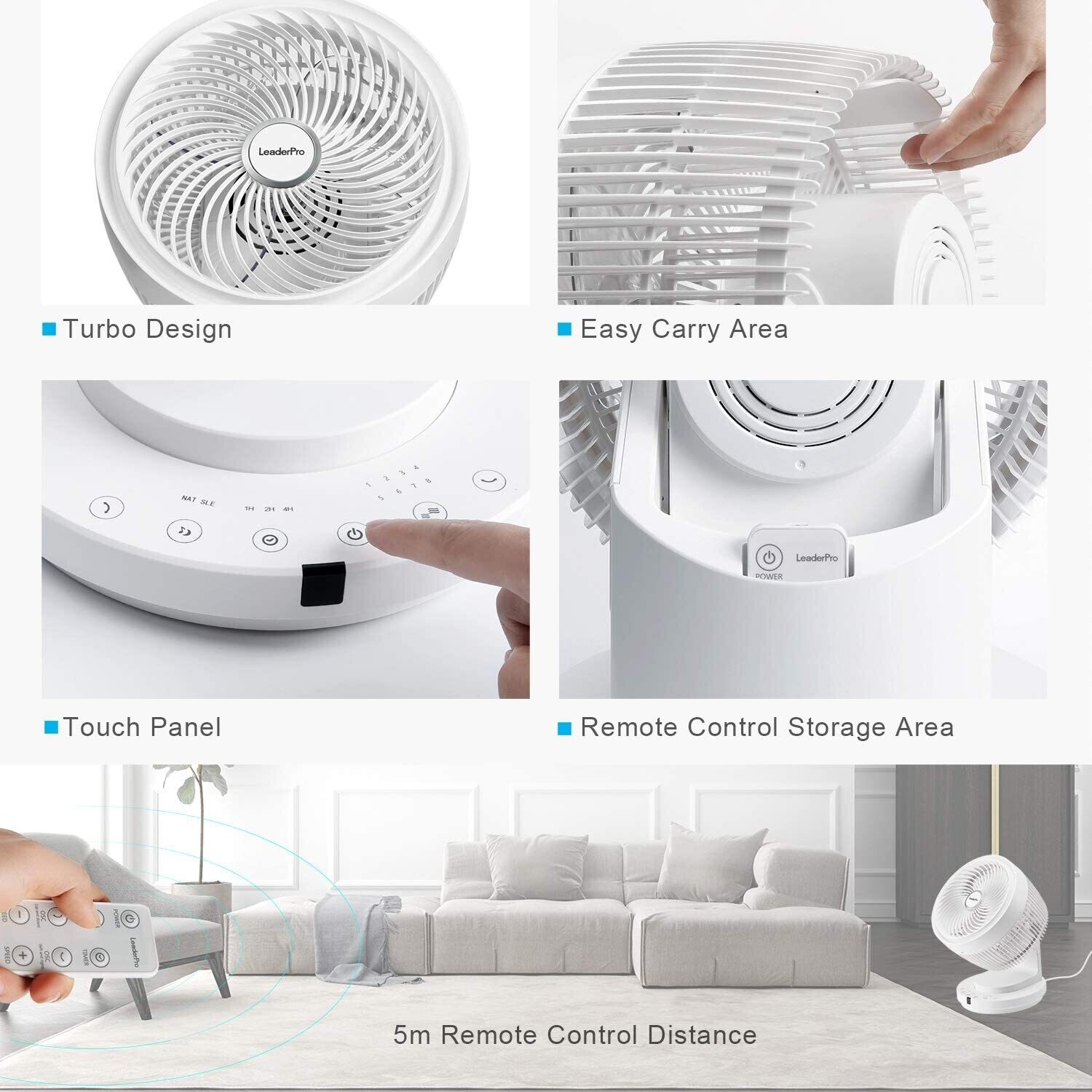 Fan DC Motor with Remote Control – 7.4 m/s Turbo Speed, Energy-Efficient Cooling with Adjustable Settings