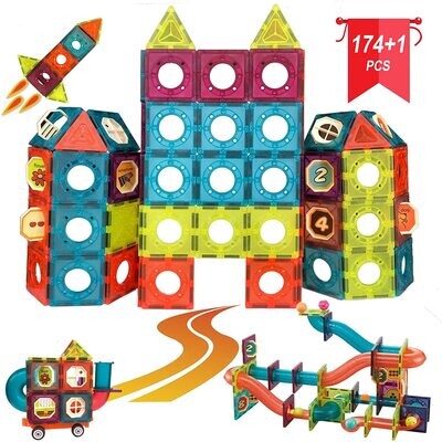 Marble Run Tiles Building Blocks Train Car for Kids 175PCS Pipe 3D