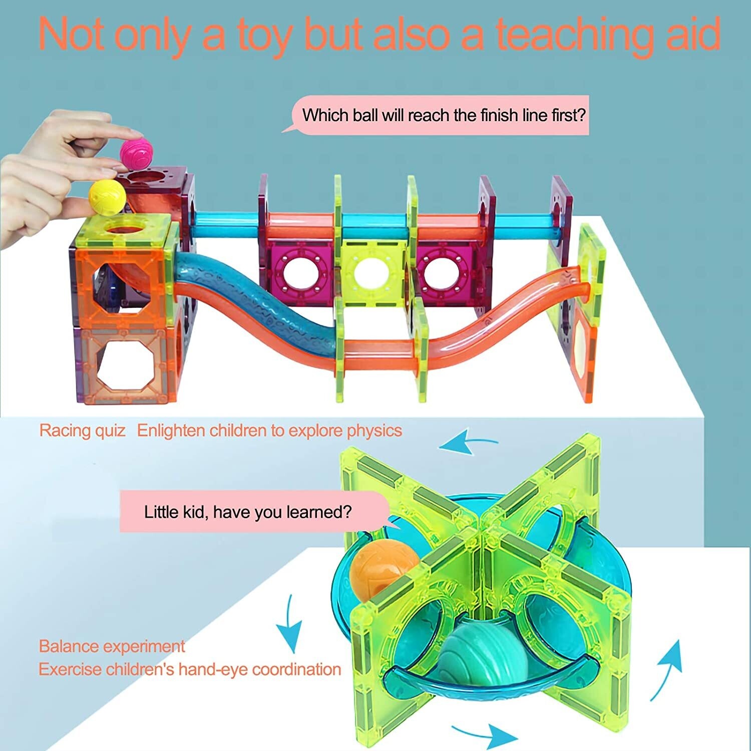 Marble Run Tiles Building Blocks Train Car for Kids 175PCS Pipe 3D
