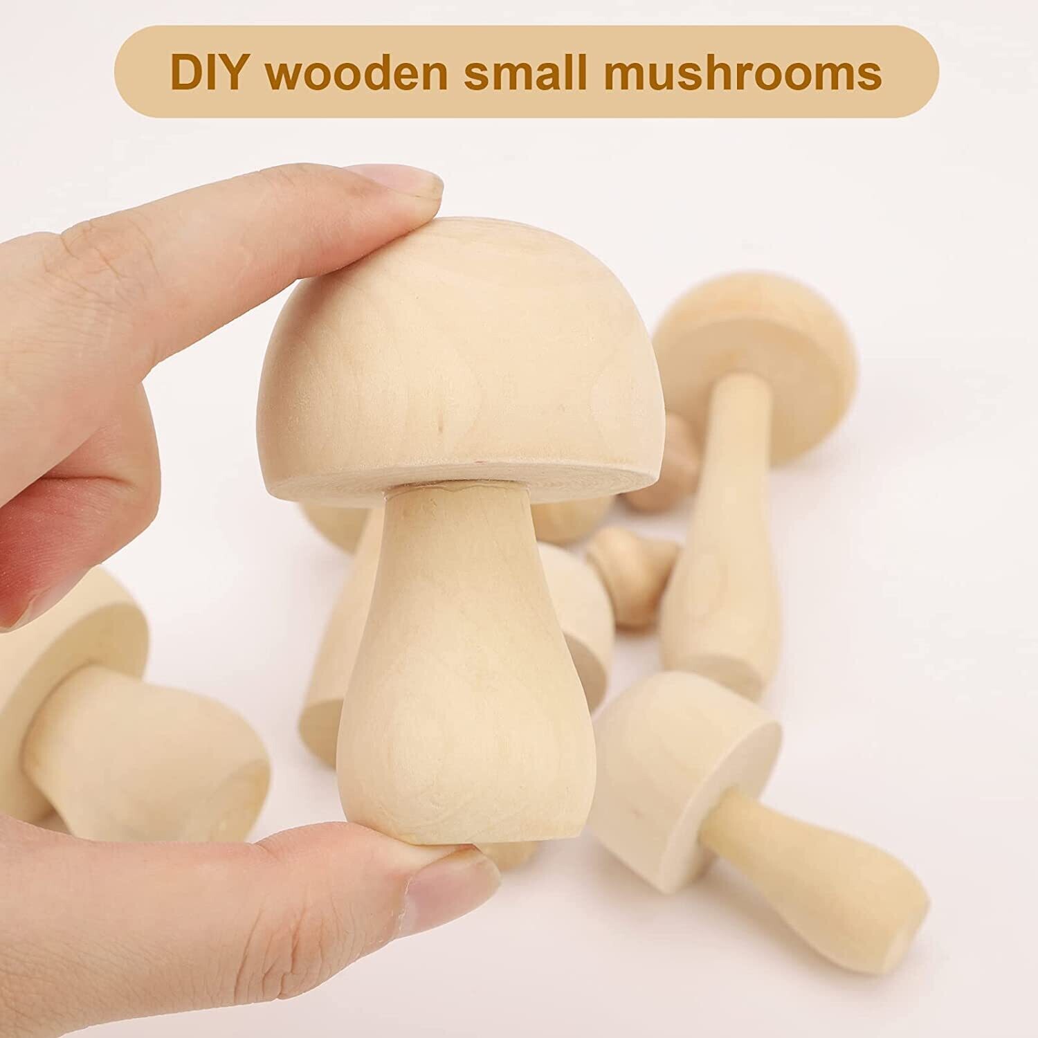 Pack of 9 Wooden Mushrooms