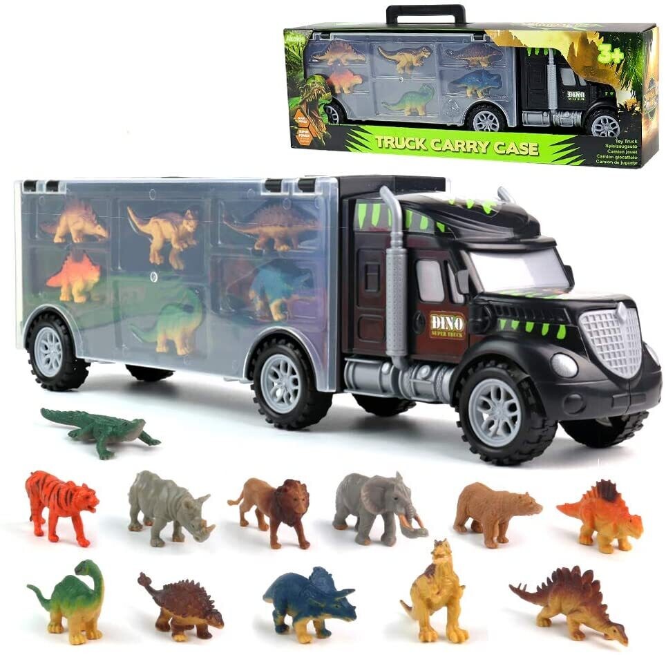 Carrier Truck with Dinosaur Toys Set – Includes Dinosaur Figures and Accessories
