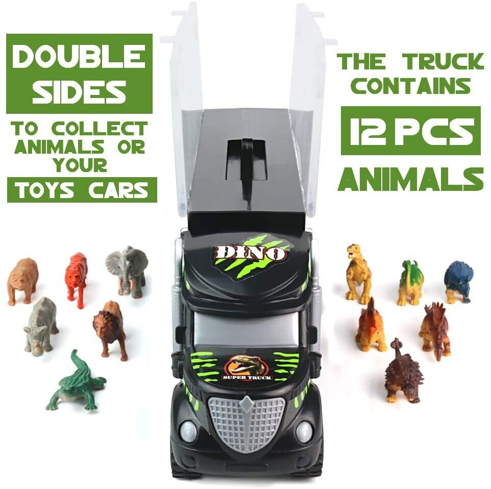 Carrier Truck with Dinosaur Toys Set – Includes Dinosaur Figures and Accessories