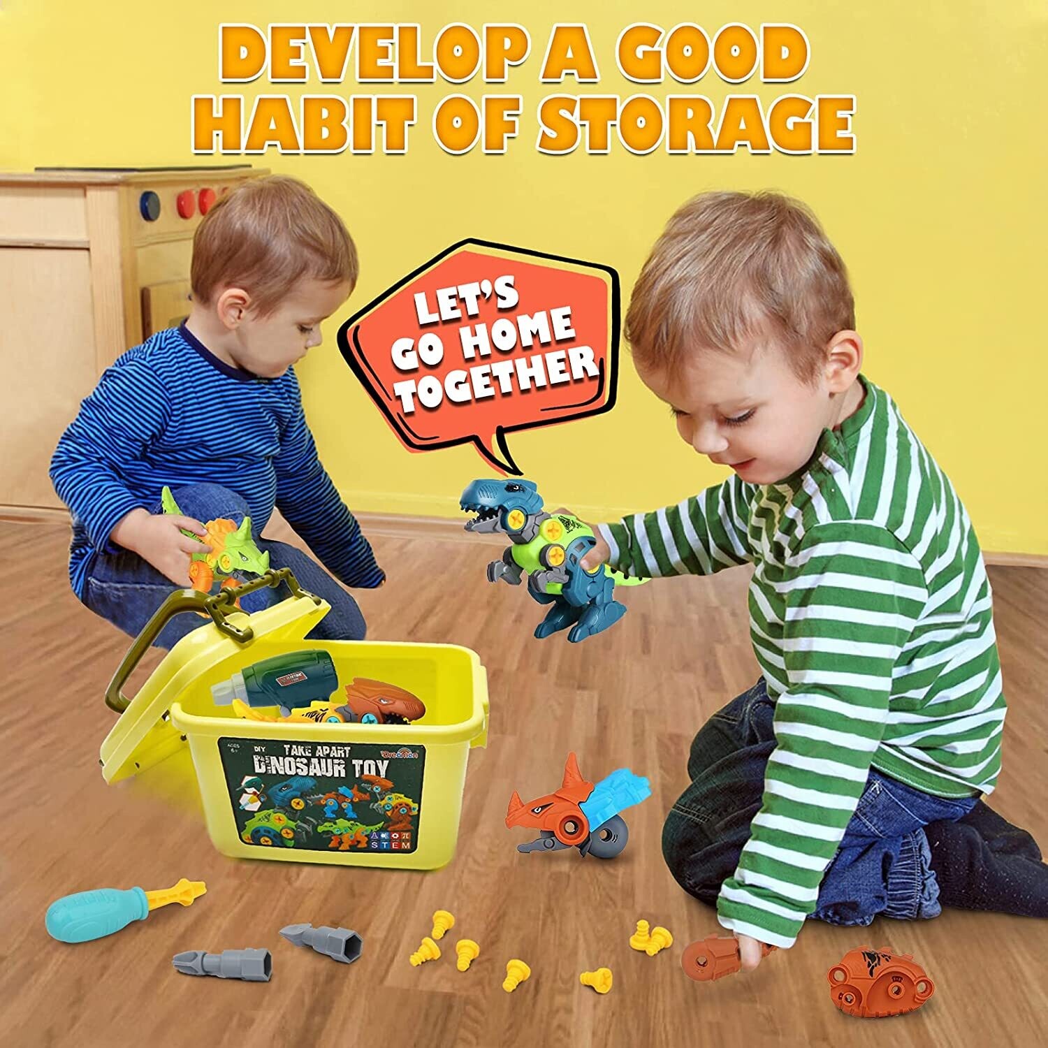 Take Apart Dinosaur Toys for Kids with Storage Box Electric Drill