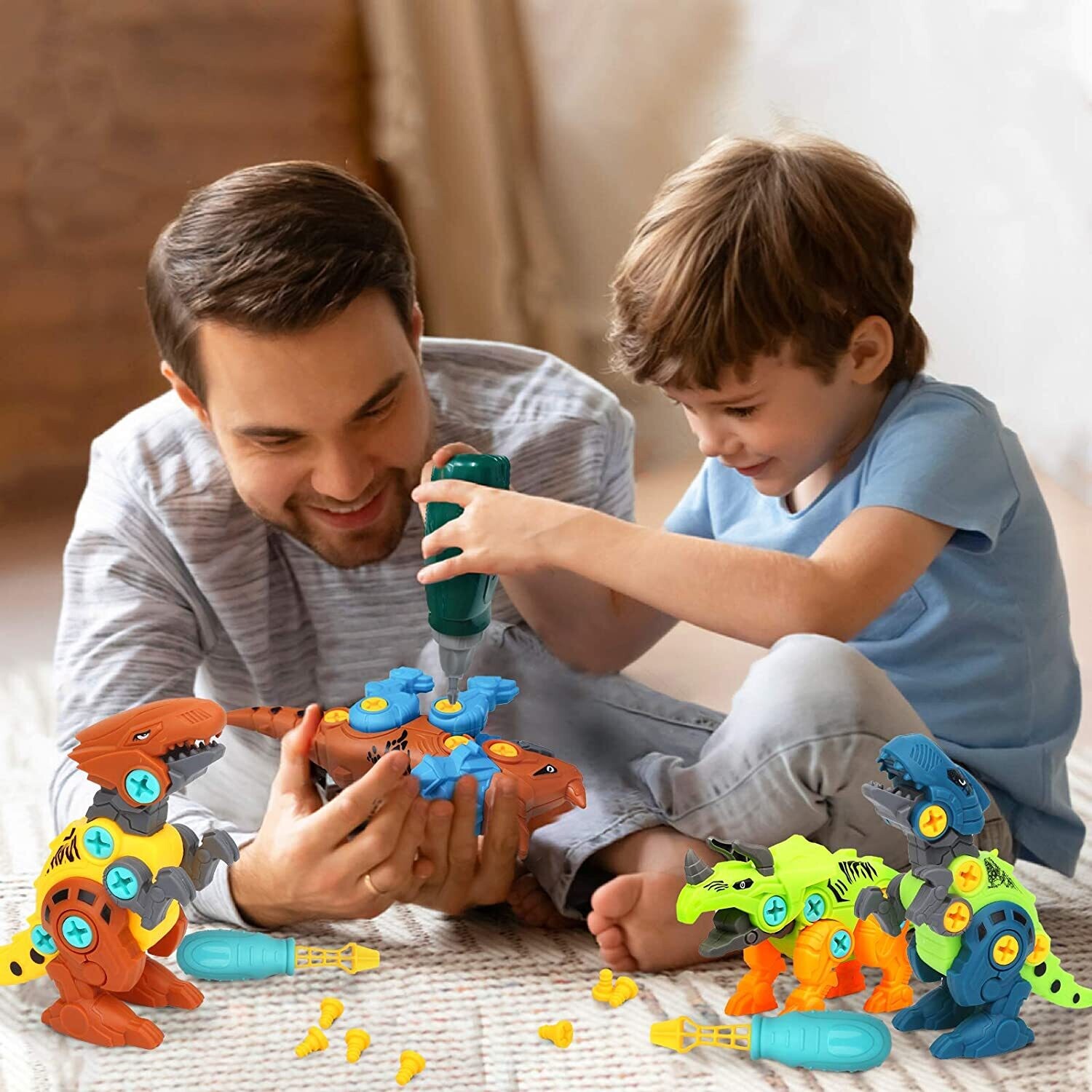 Take Apart Dinosaur Toys for Kids with Storage Box Electric Drill