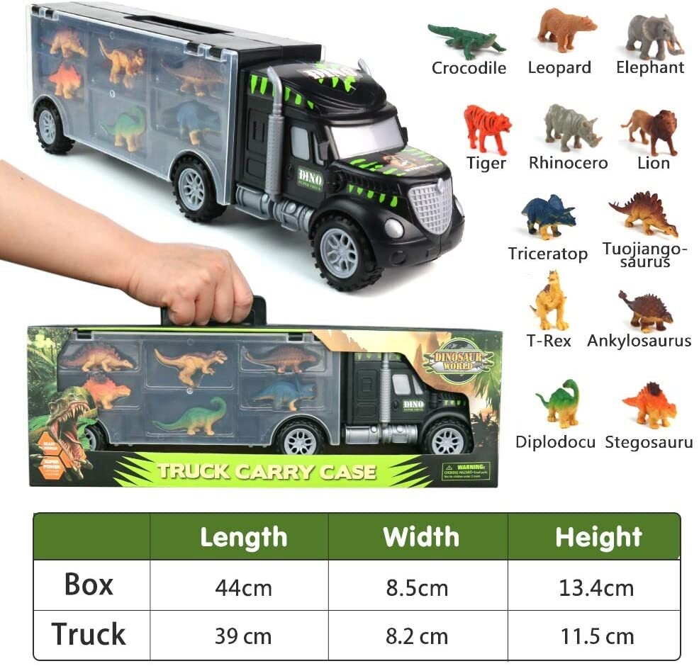 Carrier Truck with Dinosaur Toys Set – Includes Dinosaur Figures and Accessories