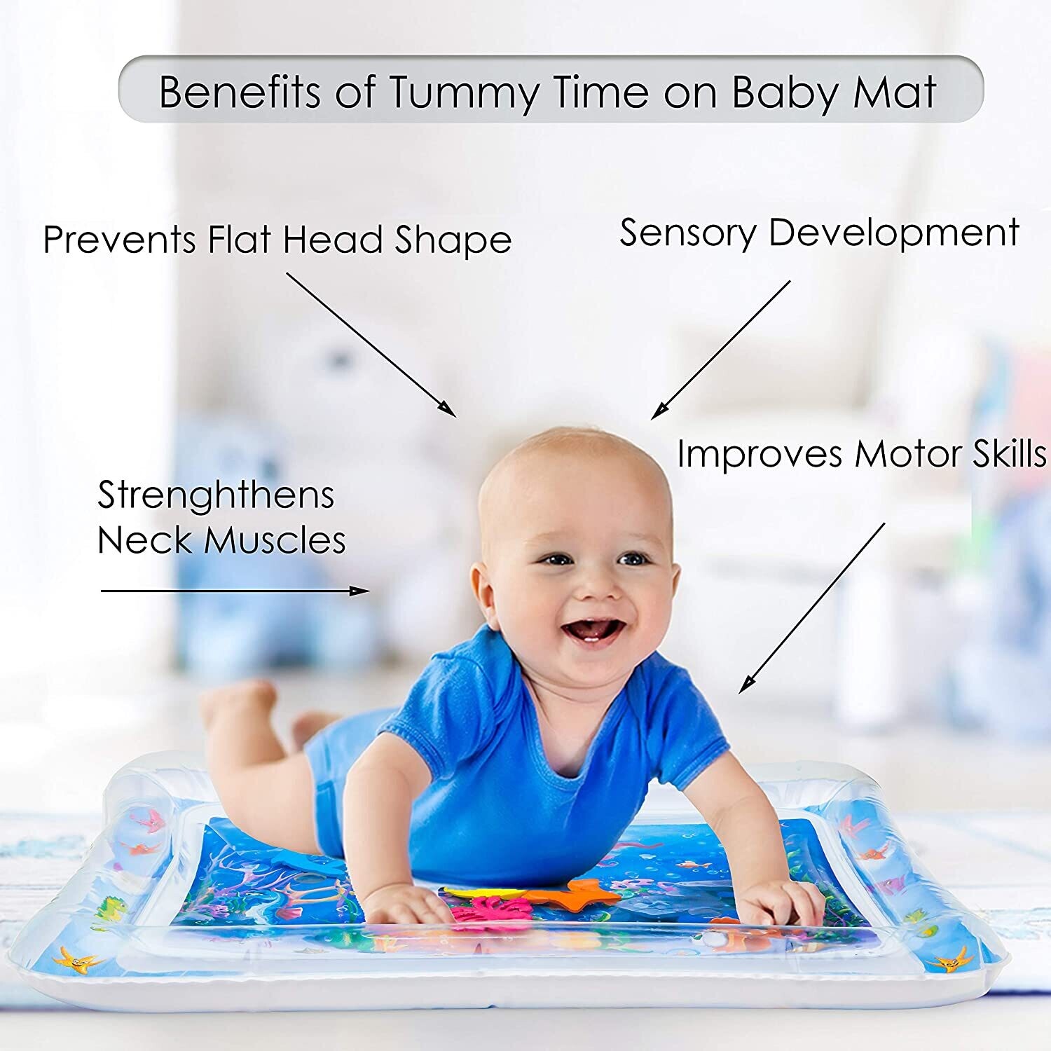 Inflatable Tummy Time Premium Water Mat for Infants and Toddlers, Sensory Play and Developmental Fun