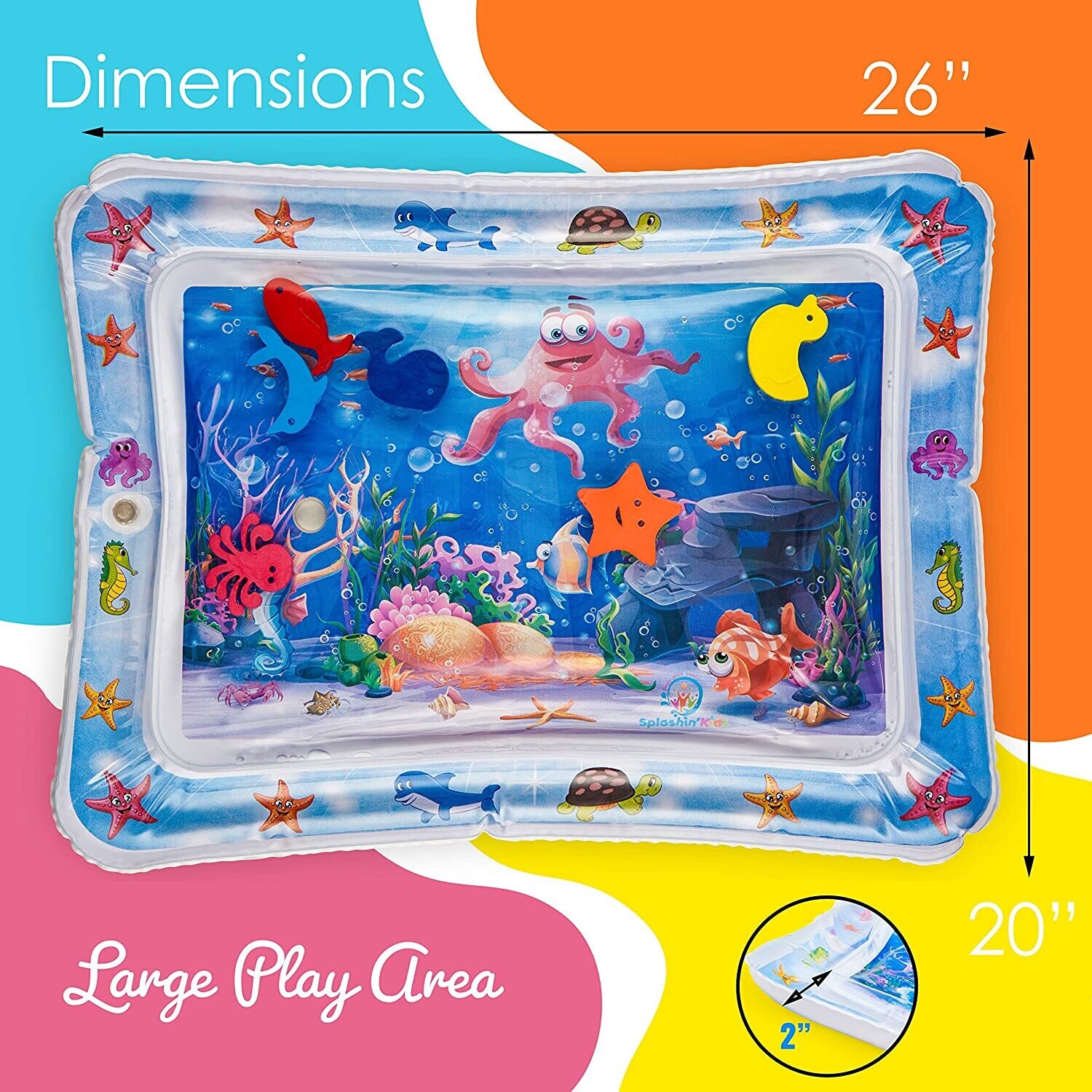 Inflatable Tummy Time Premium Water Mat for Infants and Toddlers, Sensory Play and Developmental Fun