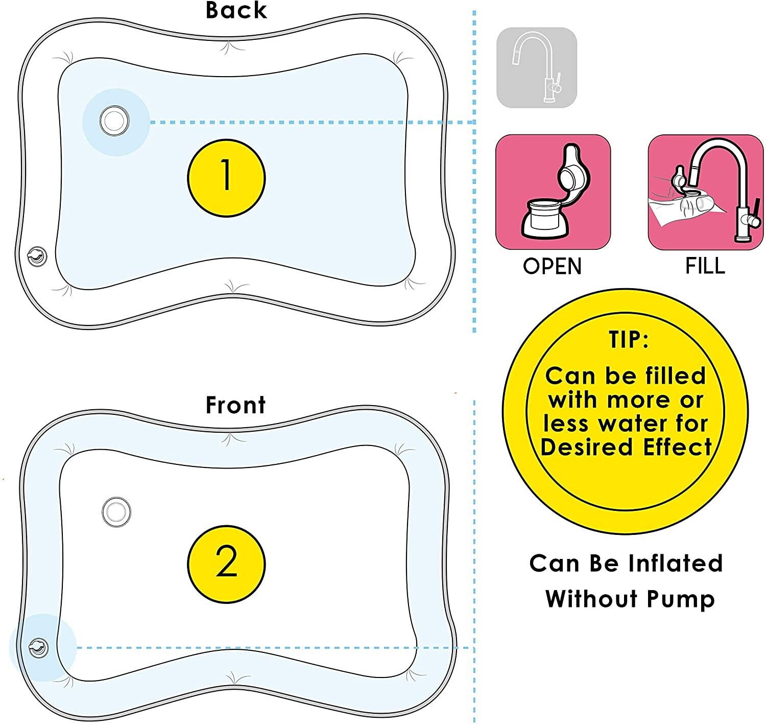 Inflatable Tummy Time Premium Water Mat for Infants and Toddlers, Sensory Play and Developmental Fun