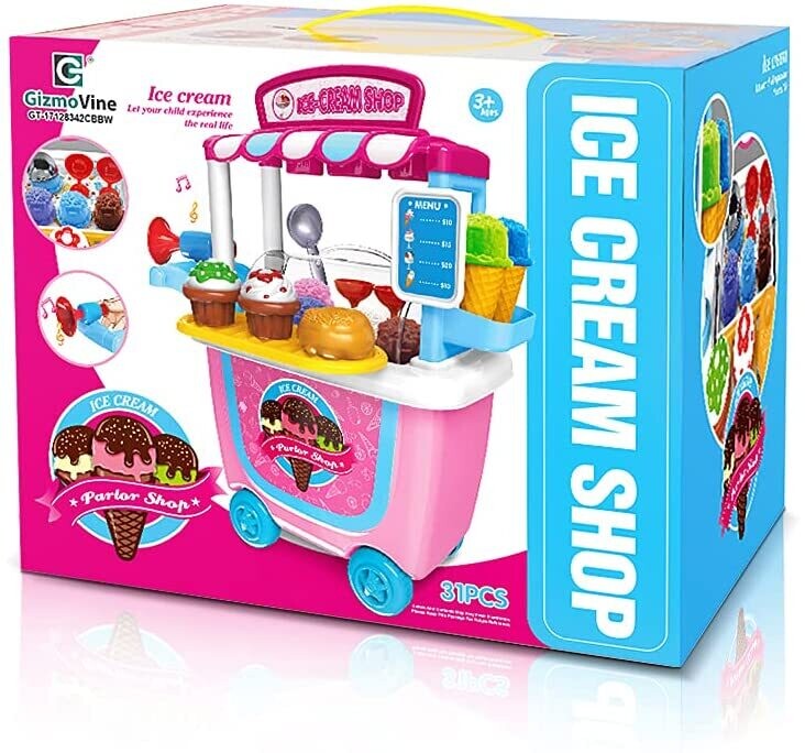 Ice Cream Cart Play Food Toys for Kids, Pretend Play and Creative Fun