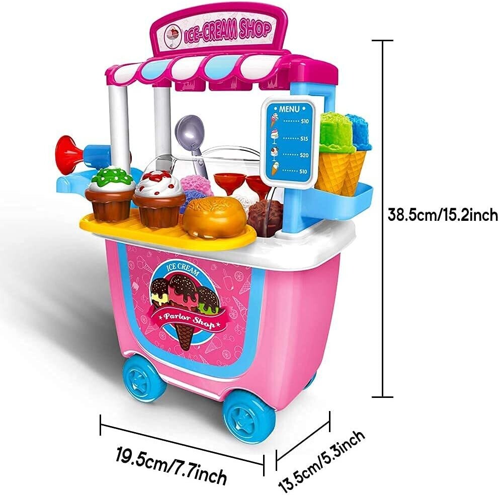 Ice Cream Cart Play Food Toys for Kids, Pretend Play and Creative Fun