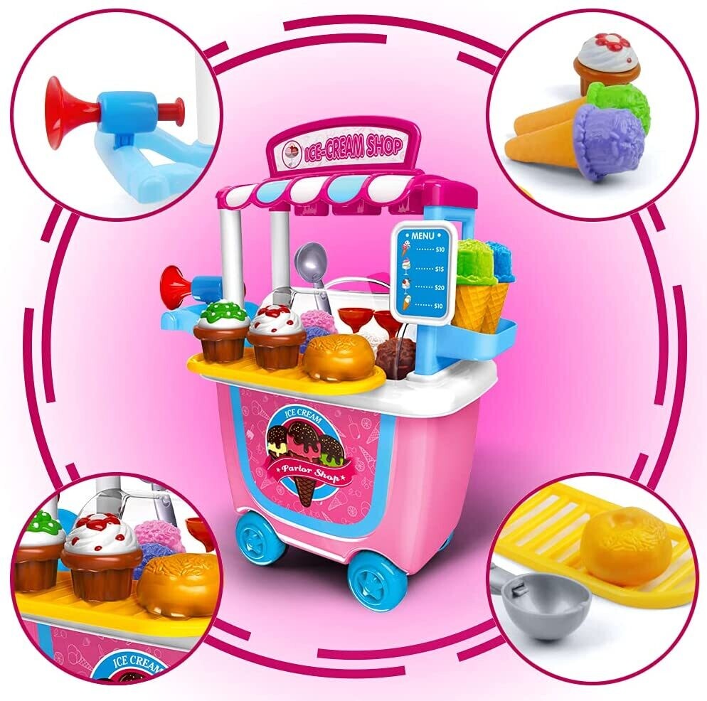 Ice Cream Cart Play Food Toys for Kids, Pretend Play and Creative Fun