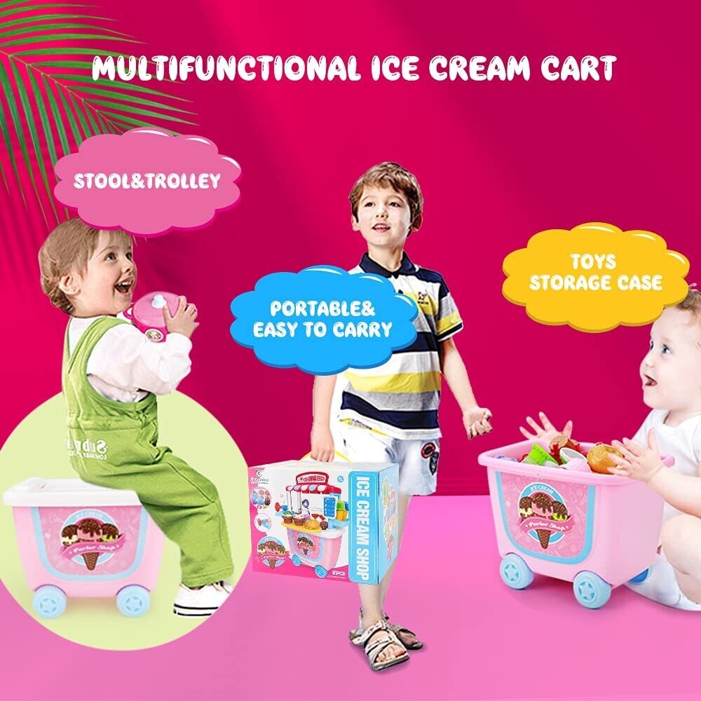 Ice Cream Cart Play Food Toys for Kids, Pretend Play and Creative Fun