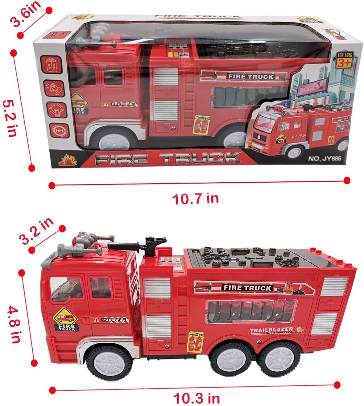 Fire Truck Toy for 3-9 Year Old Boys and Girls – Interactive Firefighter Vehicle Toy with Lights, Sound, and Movable Parts for Kids
