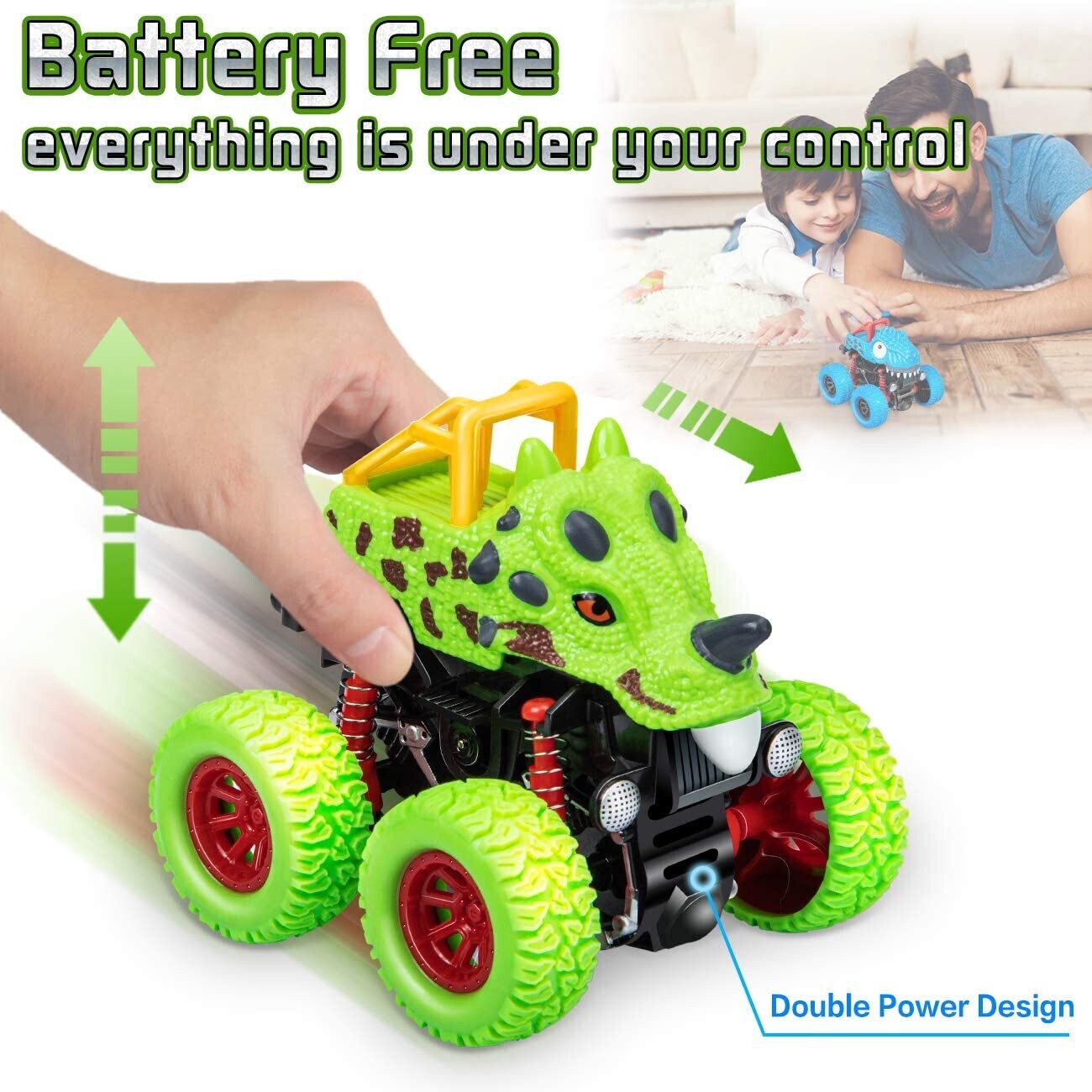 Dinosaur Toys for Boys and Girls Age 2-7+, Rotating Jumping Stunt Car – Interactive Dinosaur-Themed Toy for Fun and Active Play
