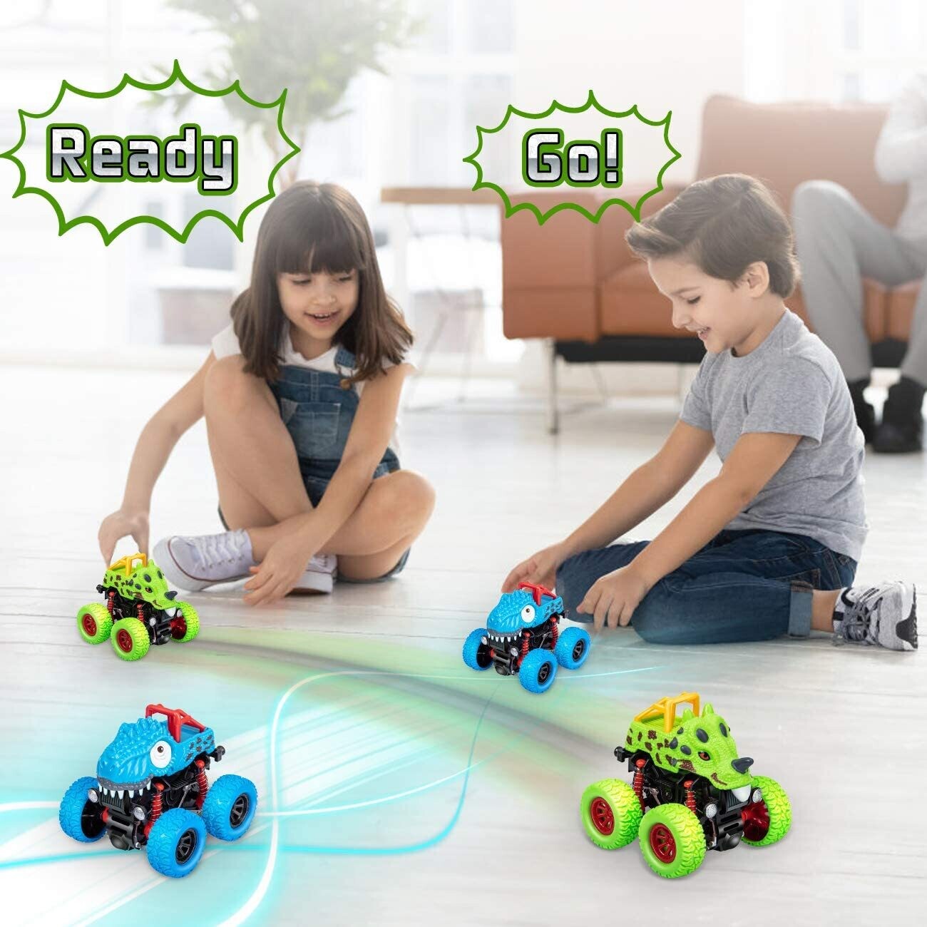 Dinosaur Toys for Boys and Girls Age 2-7+, Rotating Jumping Stunt Car – Interactive Dinosaur-Themed Toy for Fun and Active Play