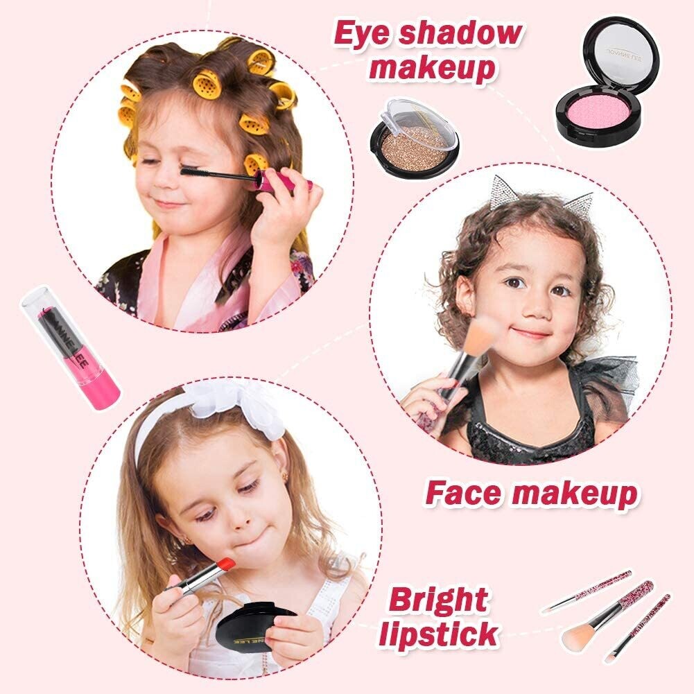 Makeup Set for Girls, 22 Pieces Complete Makeup Set with Lipsticks and Games Accessories Gift for Girls 3 4 Years