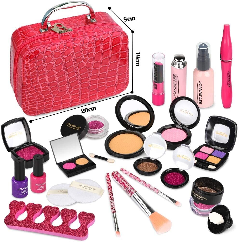 Makeup Set for Girls, 22 Pieces Complete Makeup Set with Lipsticks and Games Accessories Gift for Girls 3 4 Years