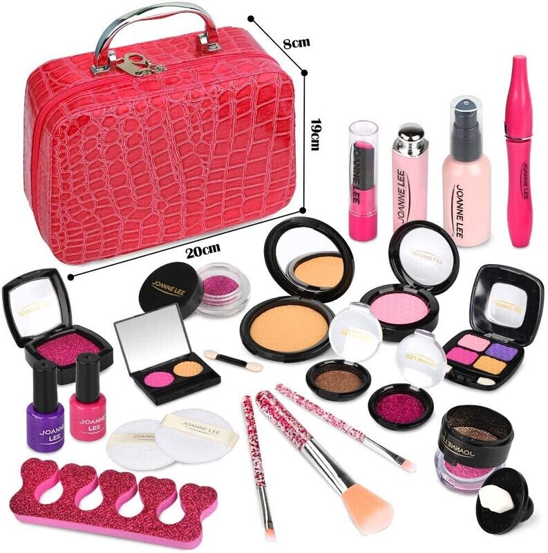 Makeup Set for Girls, 22 Pieces Complete Makeup Set with Lipsticks and Games Accessories Gift for Girls 3 4 Years