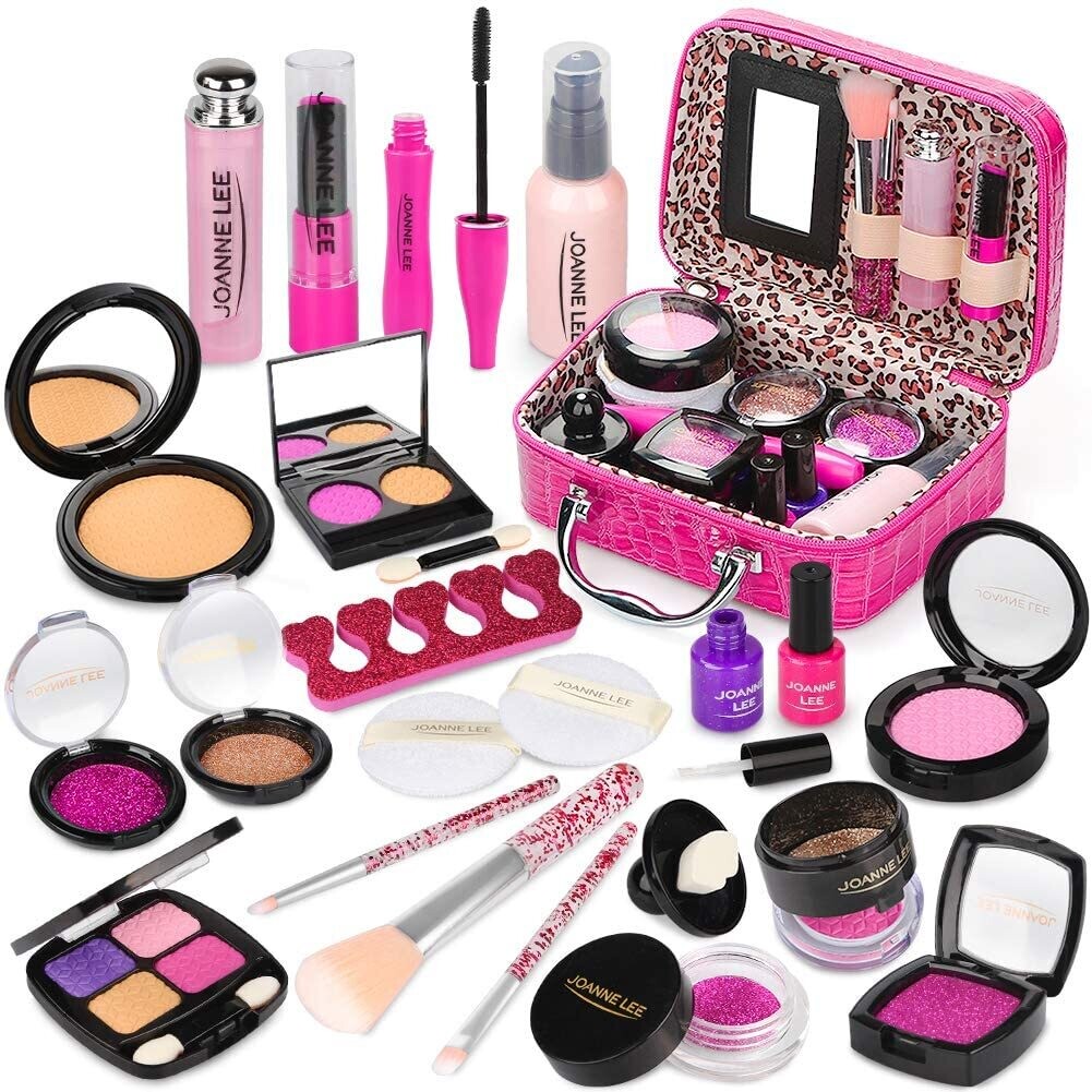 Makeup Set for Girls, 22 Pieces Complete Makeup Set with Lipsticks and Games Accessories Gift for Girls 3 4 Years