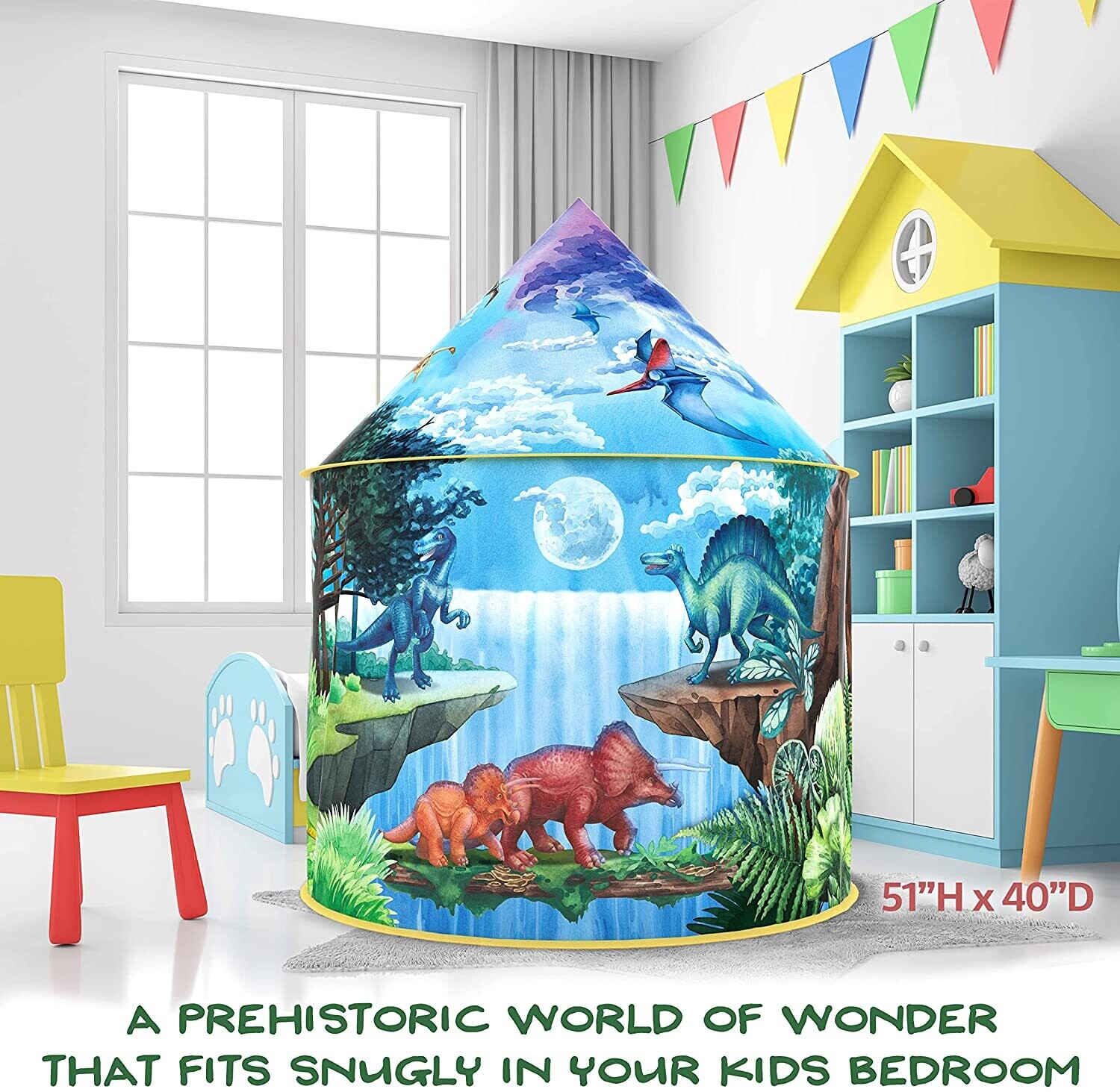 Dinosaur Discovery Play Tent with Roar Button Pop Up Tents for Kids, Indoor &amp; Outdoor Kids Playhouse