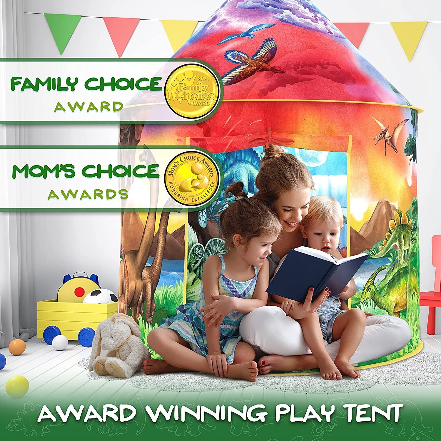 Dinosaur Discovery Play Tent with Roar Button Pop Up Tents for Kids, Indoor &amp; Outdoor Kids Playhouse