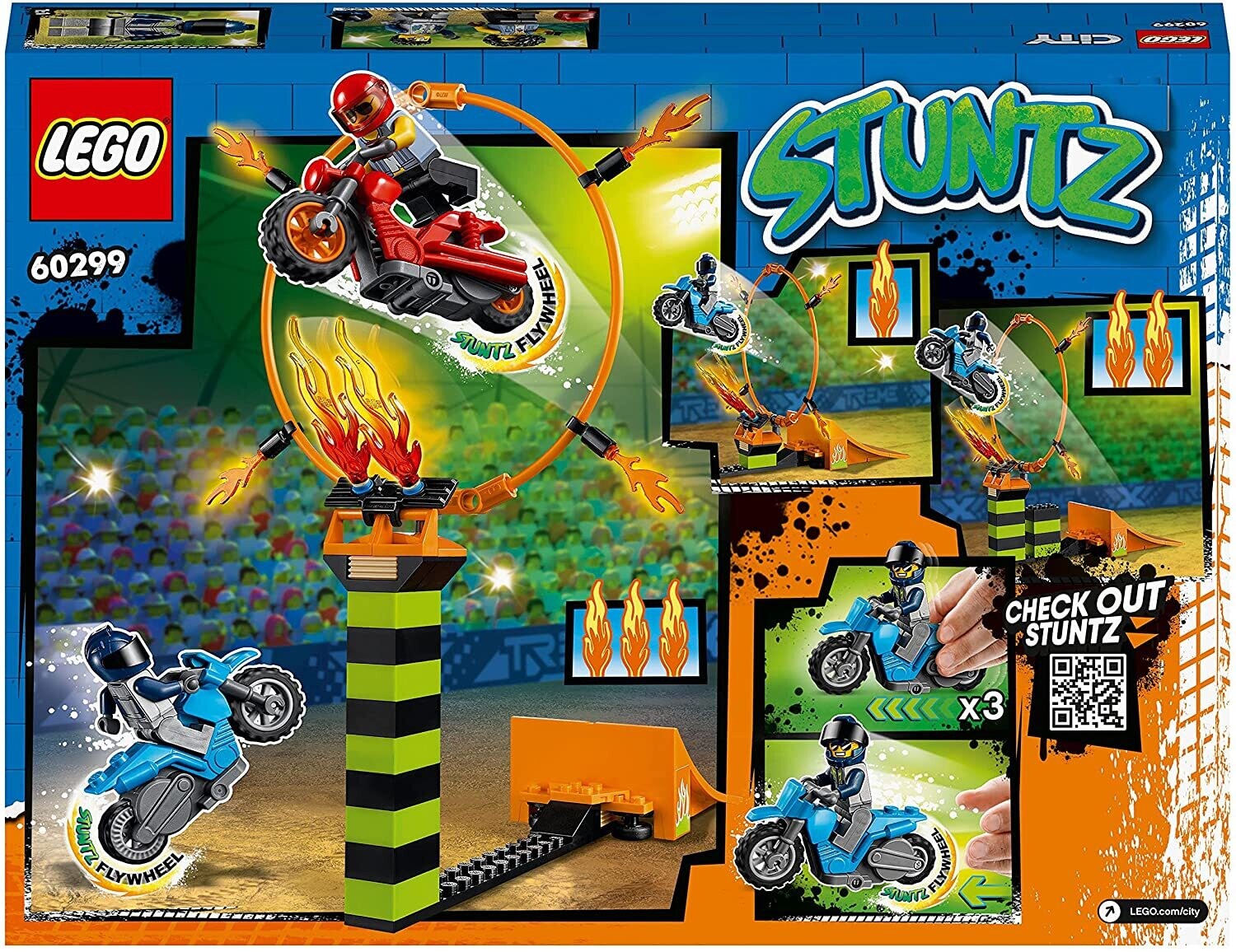 City Stuntz Stunt Show Competition Set – 2 Flywheel Motorbike Kit with Action Features