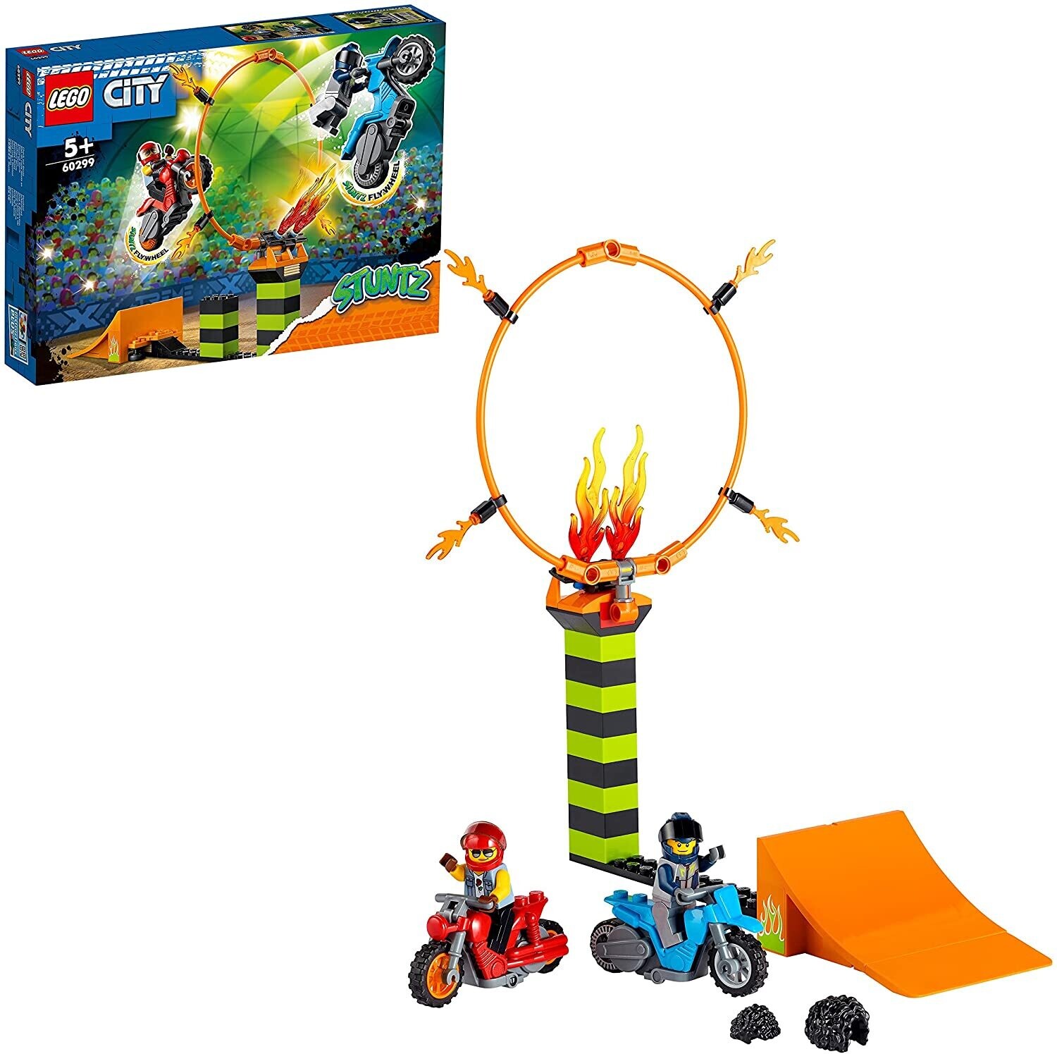 City Stuntz Stunt Show Competition Set – 2 Flywheel Motorbike Kit with Action Features
