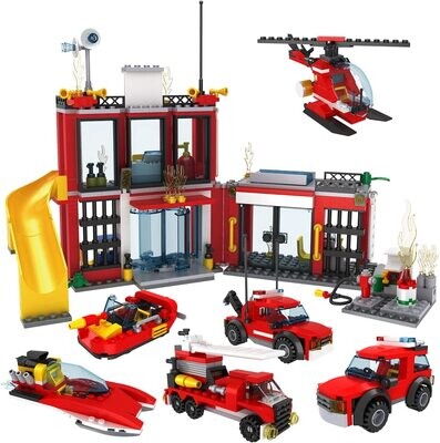 Fire Department Building Blocks Set – Creative Firefighter Toy Construction Kit for Kids