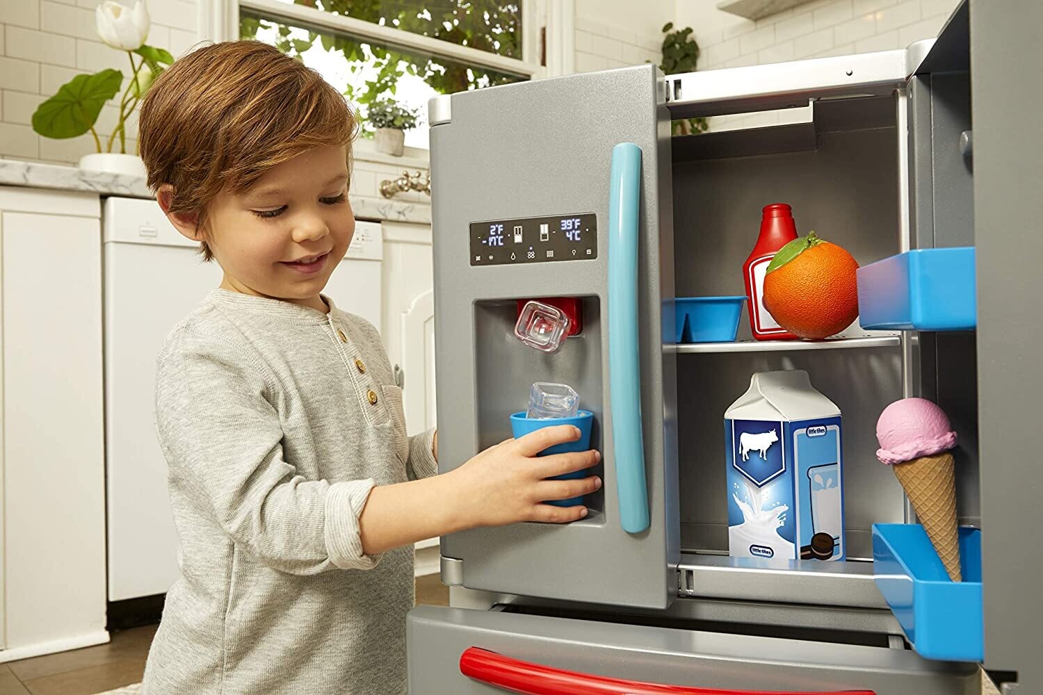 First Fridge - Interactive Realistic Refrigerator for Kids, Play Kitchen Toy with Lights and Sounds