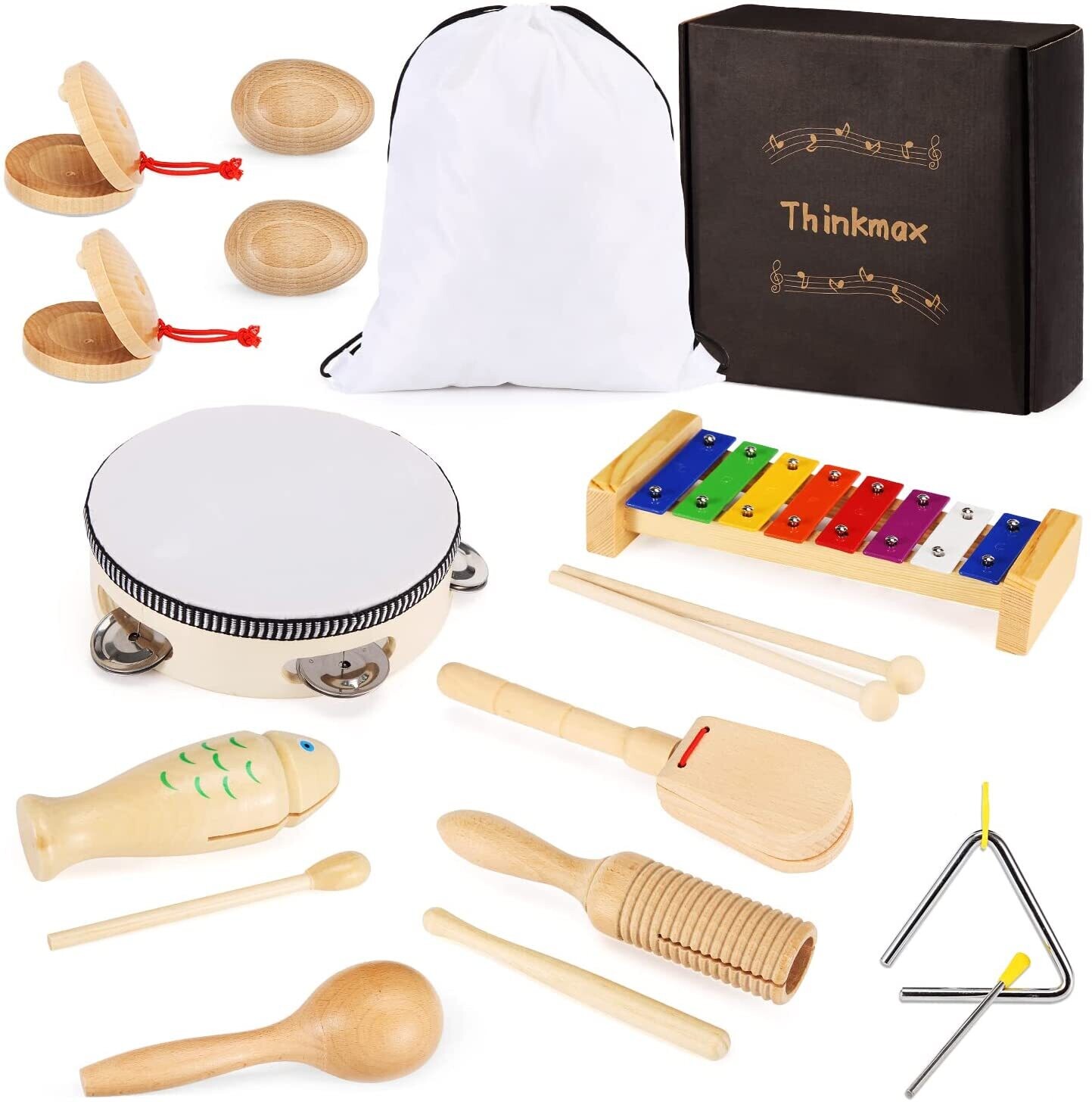 Wooden Musical Instrument Set, Percussion Set with Xylophone