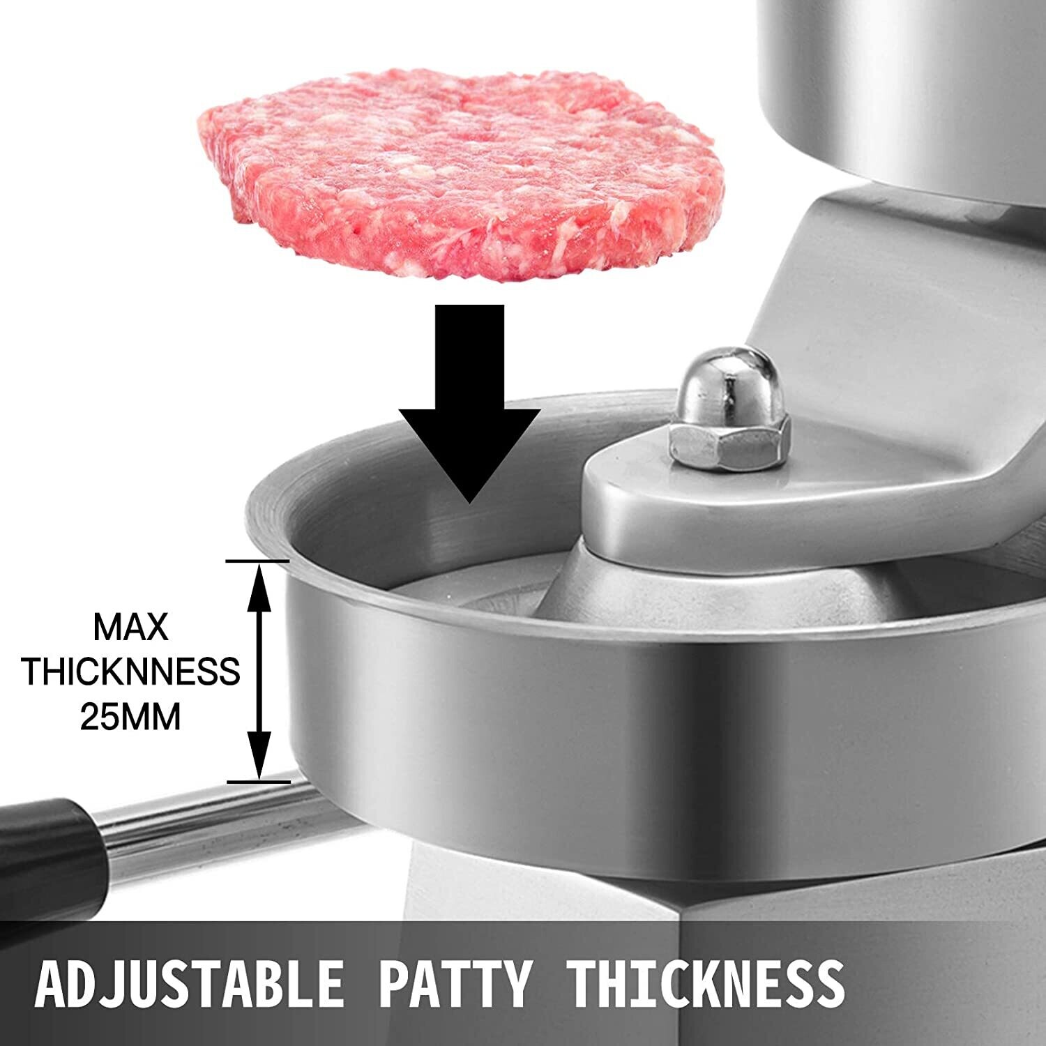 Burger Press Stainless Steel, 130mm Diameter – Heavy Duty Patty Maker for Uniform, Perfectly Shaped Hamburgers, Non-Stick Surface, Ideal for BBQs and Grilling