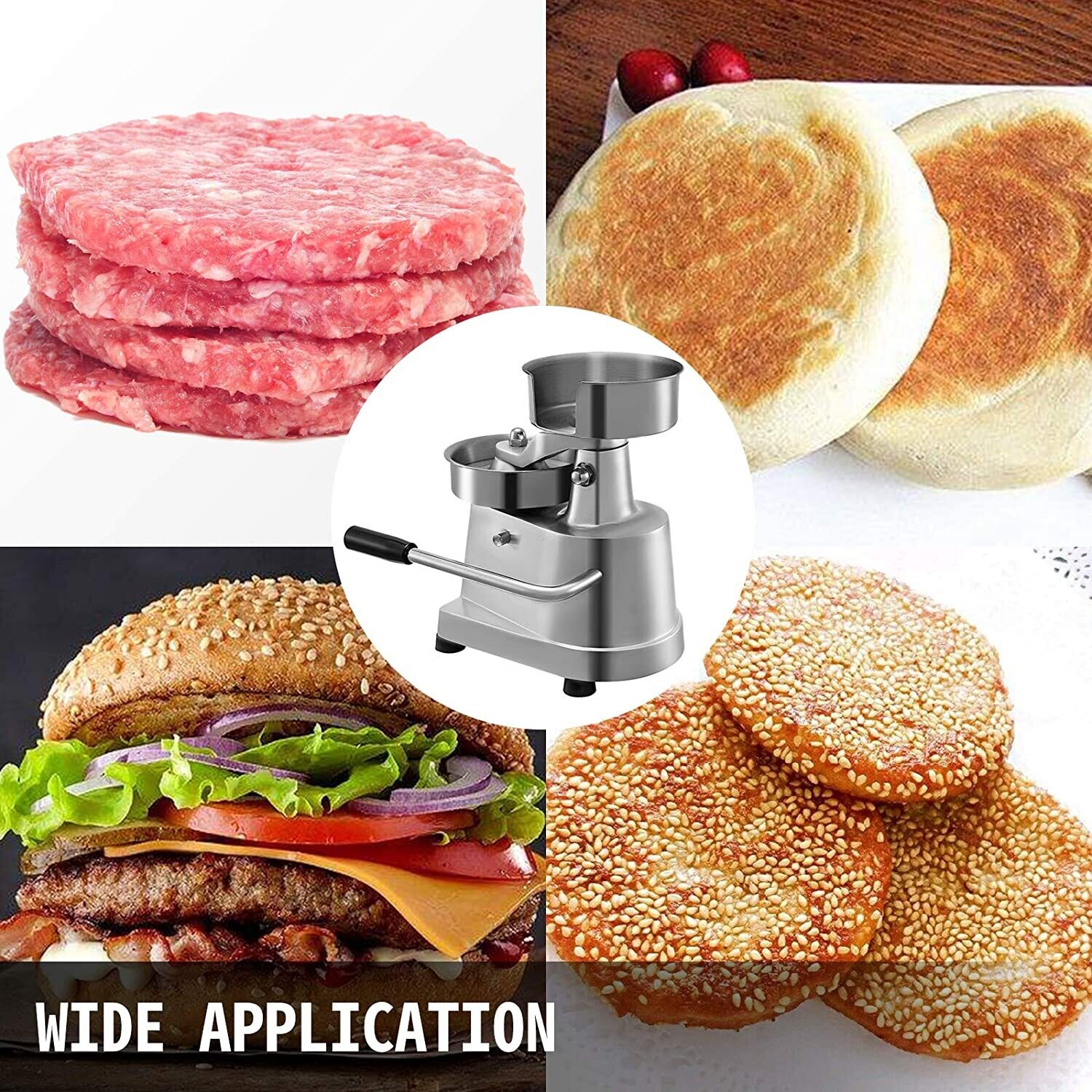 Burger Press Stainless Steel, 130mm Diameter – Heavy Duty Patty Maker for Uniform, Perfectly Shaped Hamburgers, Non-Stick Surface, Ideal for BBQs and Grilling