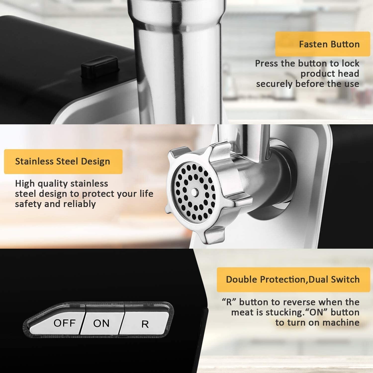 Electric Stainless Steel Meat Grinder 2000W – High-Power Meat Processor for Home and Commercial Use