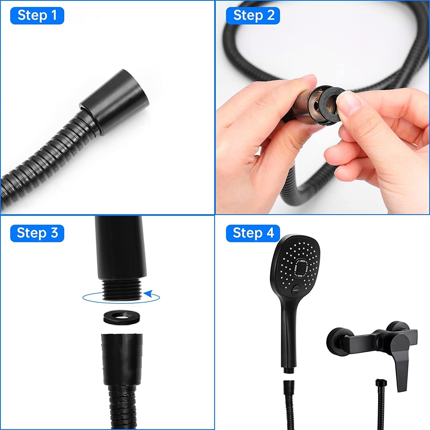 Handheld Shower Head Rain Shower with 3 Jet Types for Adjustable Water Flow and Spa-Like Experience