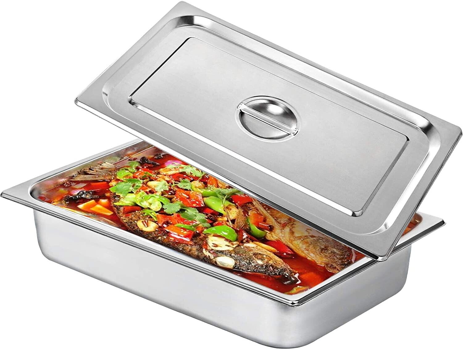 Stainless steel 4 Pack Steam Table Pans 20.9 x 12.8 x 3.9 Inch Deep Steam Table Pan Full Size 13L Deep Food Container