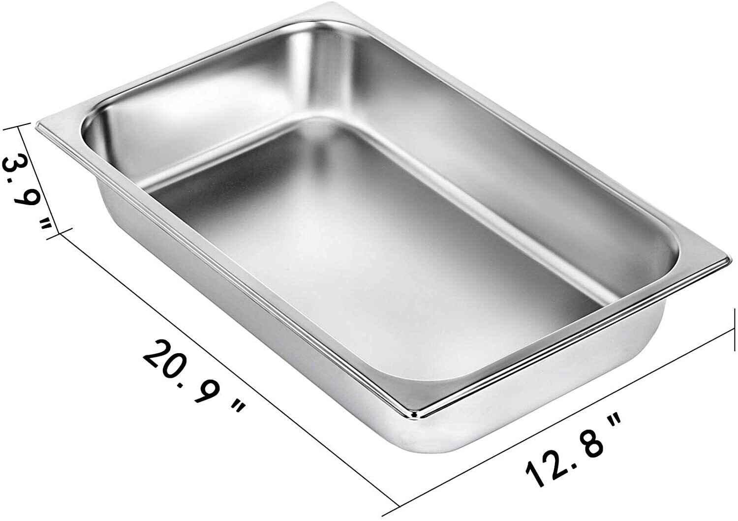 Stainless steel 4 Pack Steam Table Pans 20.9 x 12.8 x 3.9 Inch Deep Steam Table Pan Full Size 13L Deep Food Container