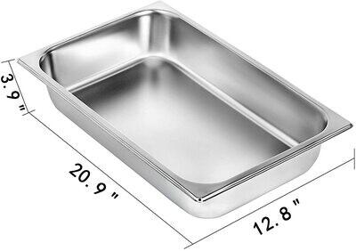 Stainless steel 4 Pack Steam Table Pans 20.9 x 12.8 x 3.9 Inch Deep Steam Table Pan Full Size 13L Deep Food Container