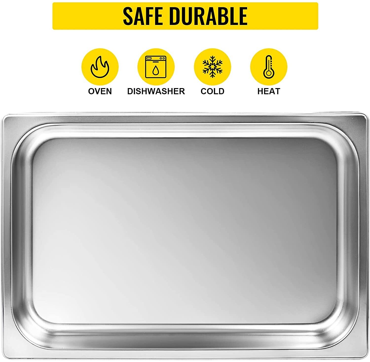 Stainless steel 4 Pack Steam Table Pans 20.9 x 12.8 x 3.9 Inch Deep Steam Table Pan Full Size 13L Deep Food Container