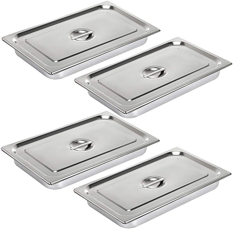 Stainless steel 4 Pack Steam Table Pans 20.9 x 12.8 x 3.9 Inch Deep Steam Table Pan Full Size 13L Deep Food Container