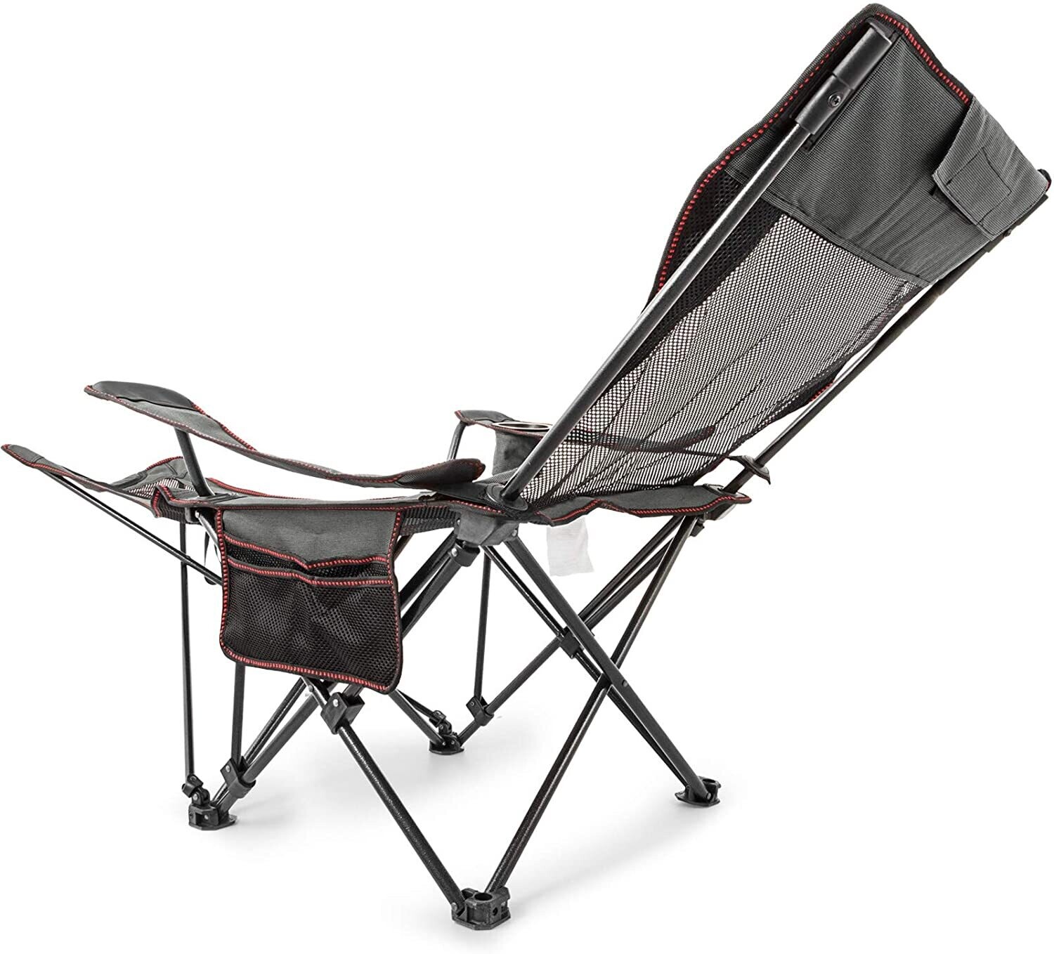 Foldable Grey Garden Chair with Foot Rest, Adjustable Recliner, Outdoor Patio Lounge Chair 168 x 56 x 69 cm