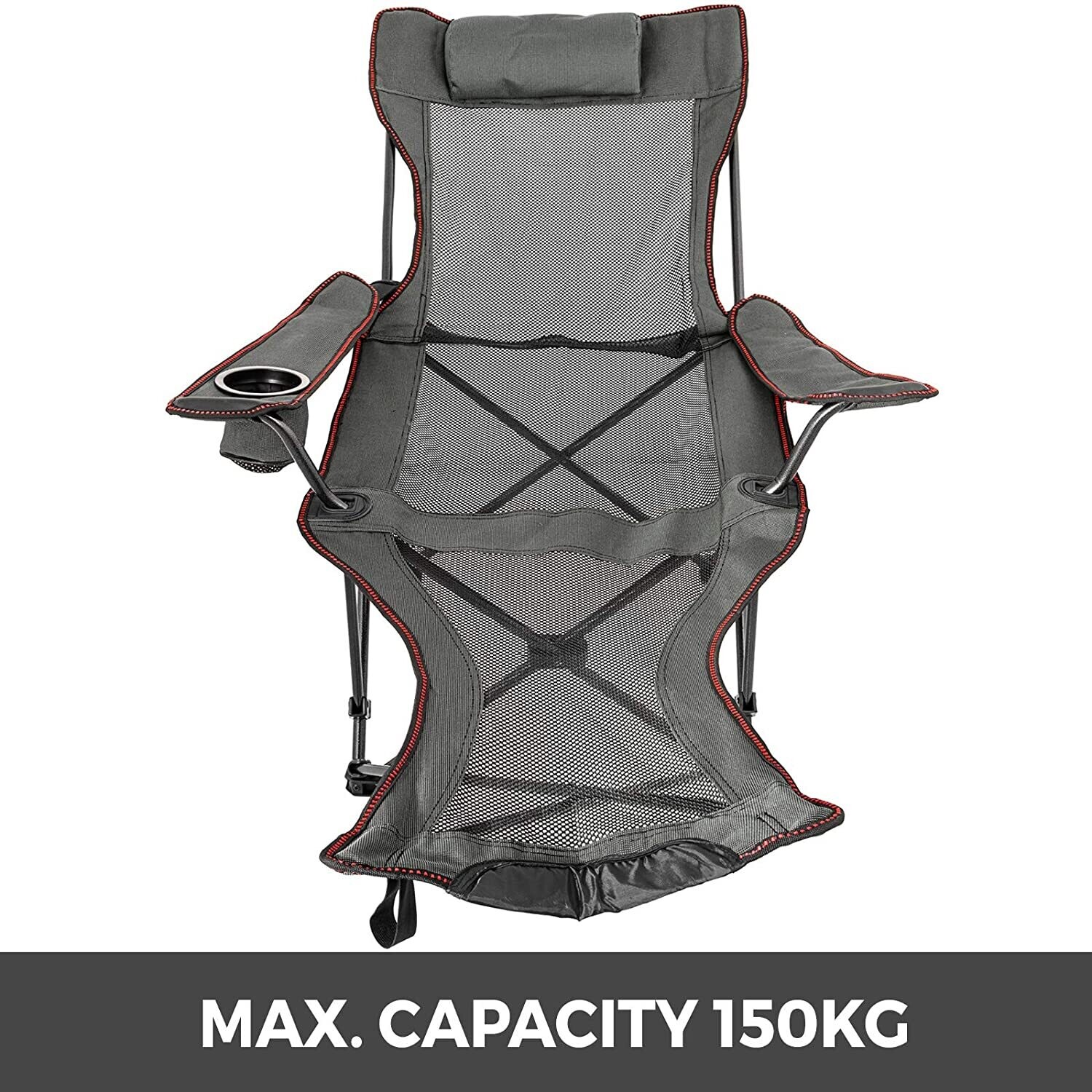 Foldable Grey Garden Chair with Foot Rest, Adjustable Recliner, Outdoor Patio Lounge Chair 168 x 56 x 69 cm