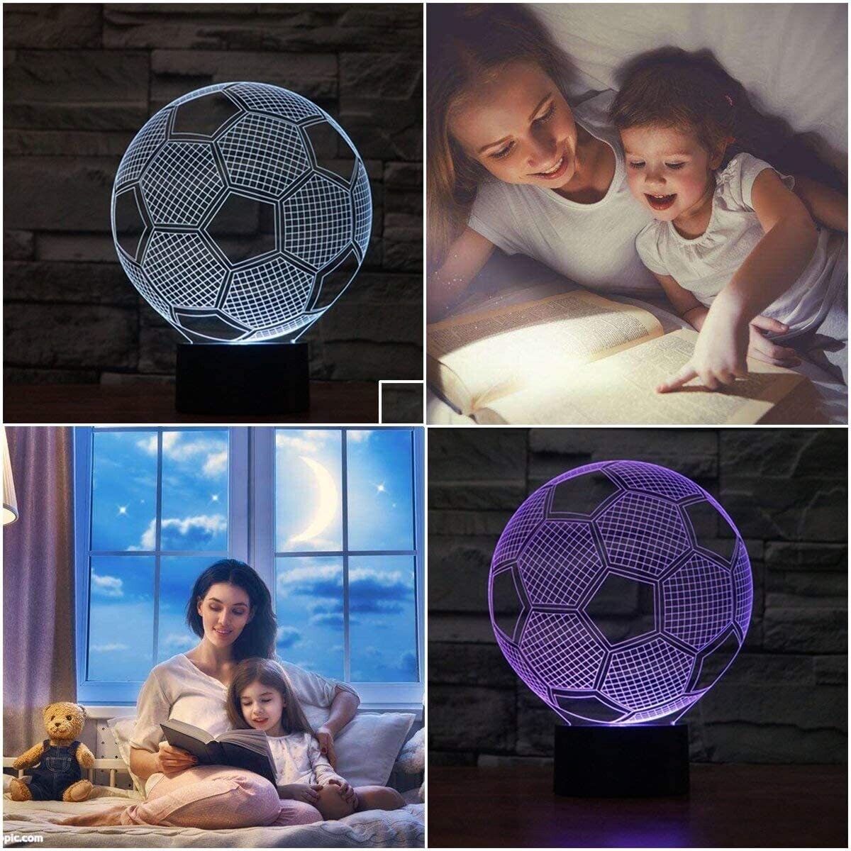 Football 3D Optical Illusion Night Lamp with LED Lights for Bedroom Decor and Gift Ideas