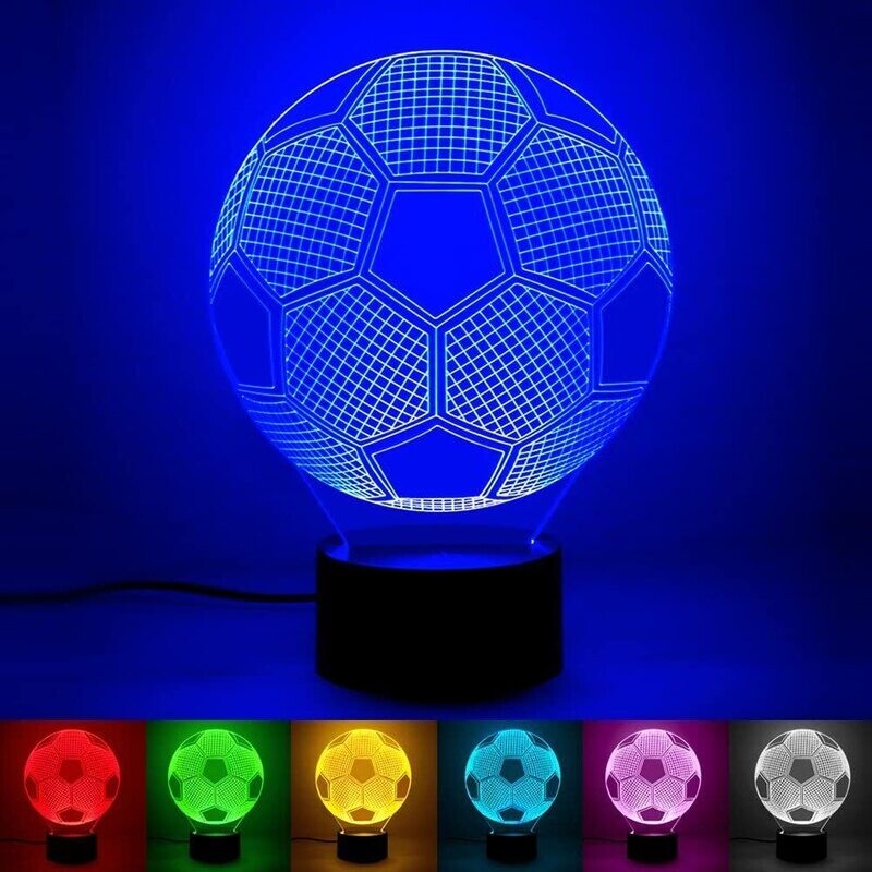 Football 3D Optical Illusion Night Lamp with LED Lights for Bedroom Decor and Gift Ideas