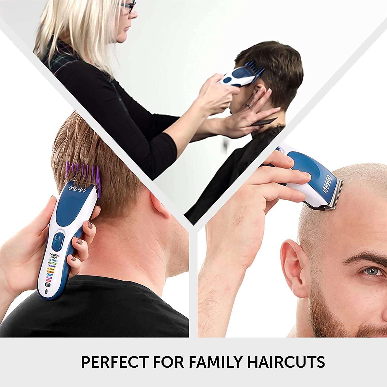 Colour Pro Cordless Clipper, Rechargeable Hair Clipper with Adjustable Guide Combs, Professional Hair Cutting Kit for Home Use