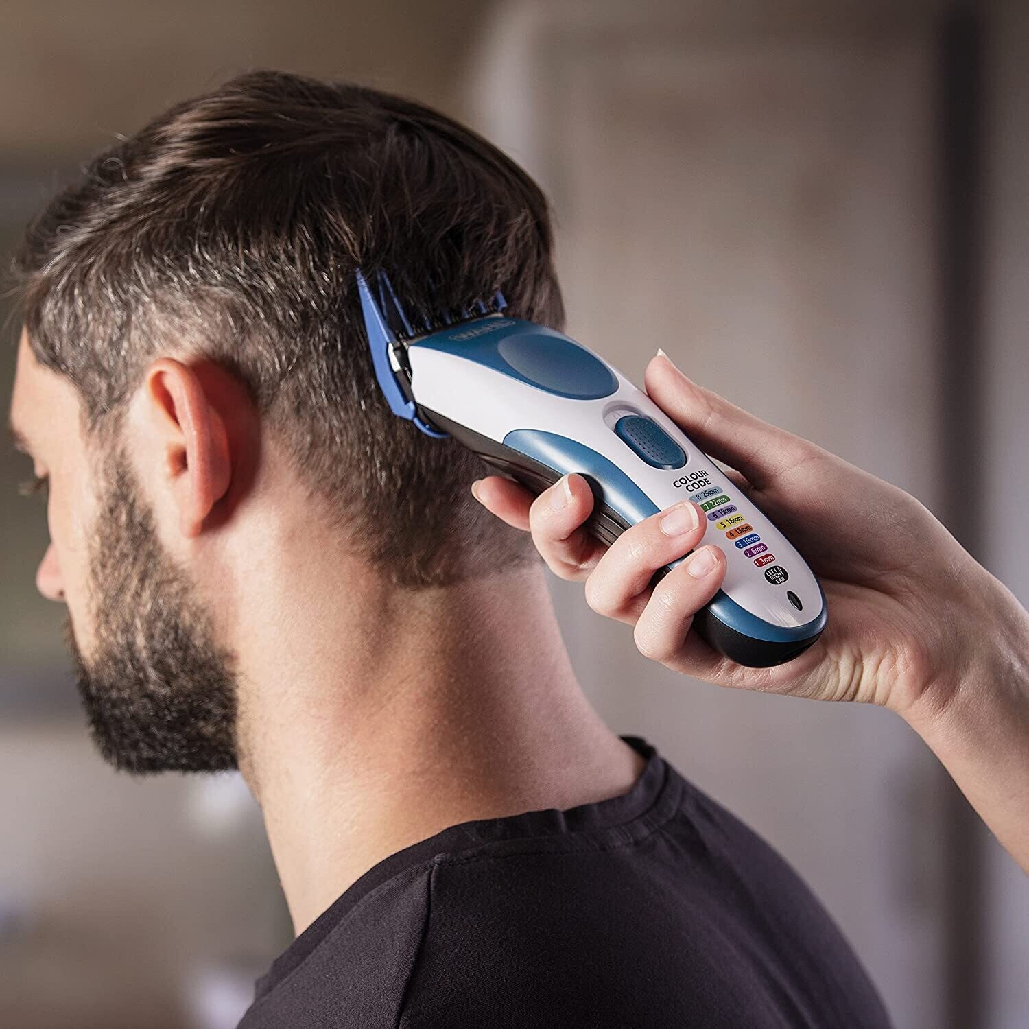 Colour Pro Cordless Clipper, Rechargeable Hair Clipper with Adjustable Guide Combs, Professional Hair Cutting Kit for Home Use