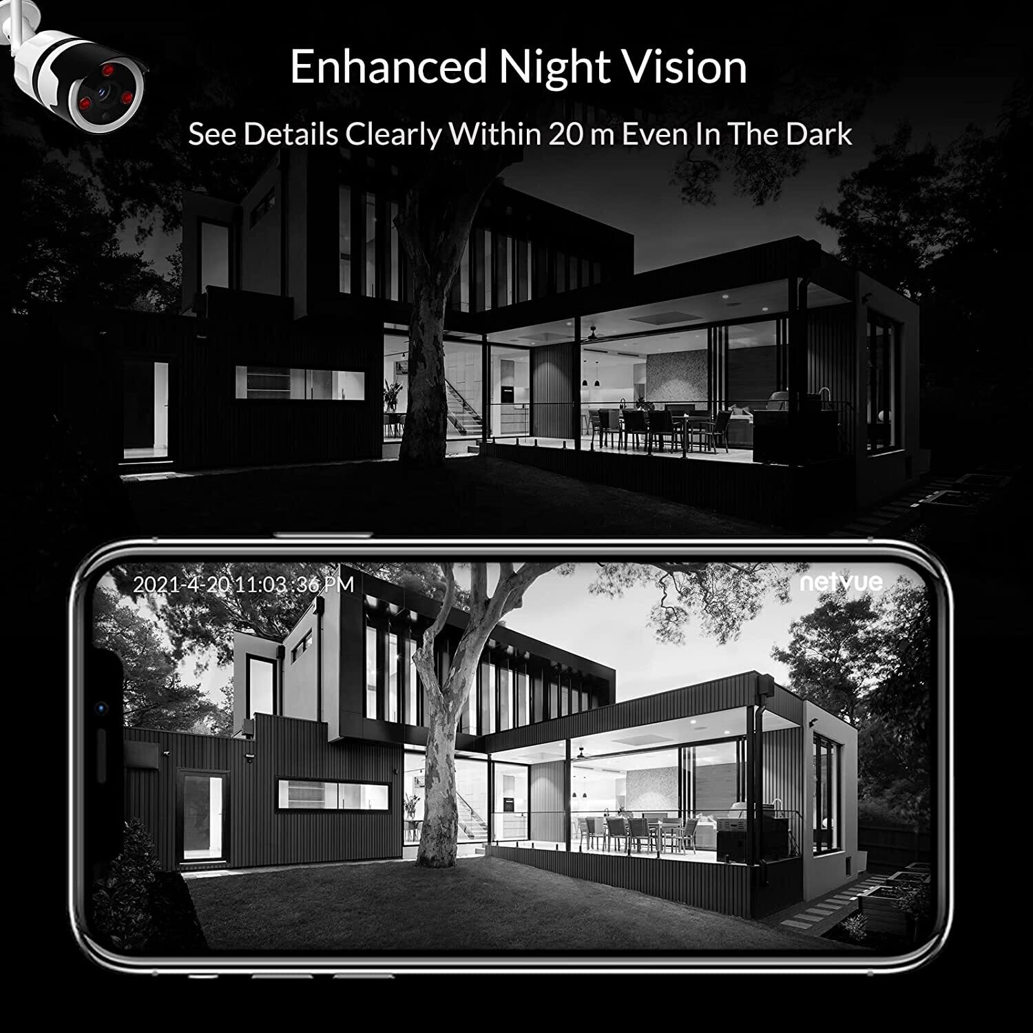 Security Camera Outdoor, CCTV Camera with 65ft Night