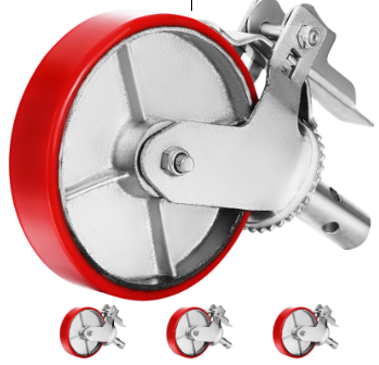 Set Of 4 Scaffolding Non Marking Polyurethane Swivel Caster Wheels