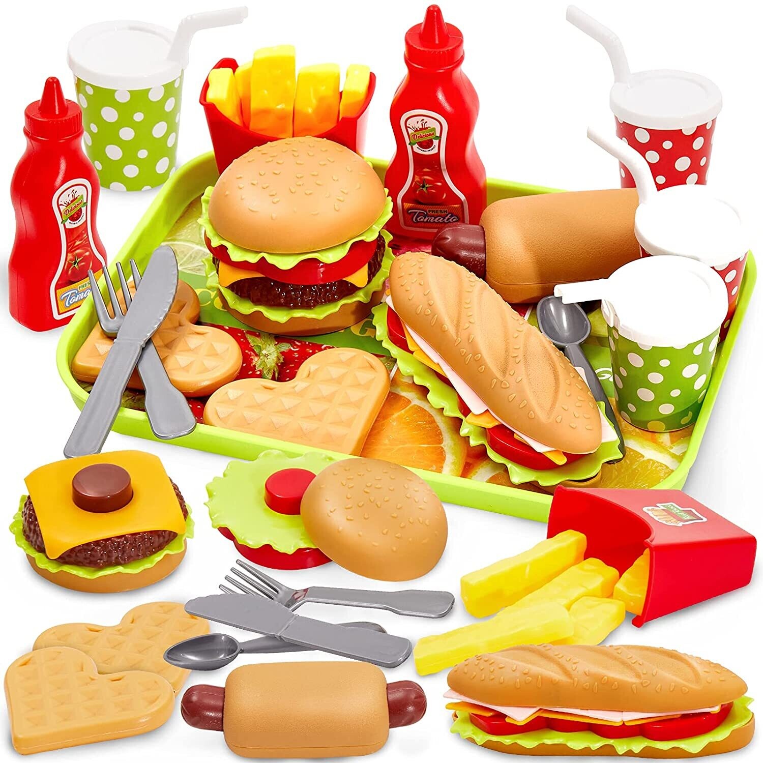 Pretend Play Food Set with Tray